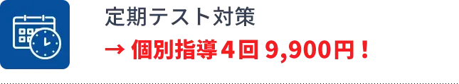 入会特典2 定期テスト対策 個別指導4回9,900円!