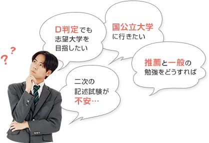 国公立大学に行きたい D判定でも志望大学を目指したい 推薦と一般の勉強をどうすれば 二次の記述試験が不安…
